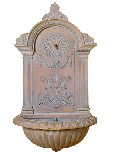 Delfino Wall Cast Stone Outdoor Garden Fountain With Spout Fountain Tuscan